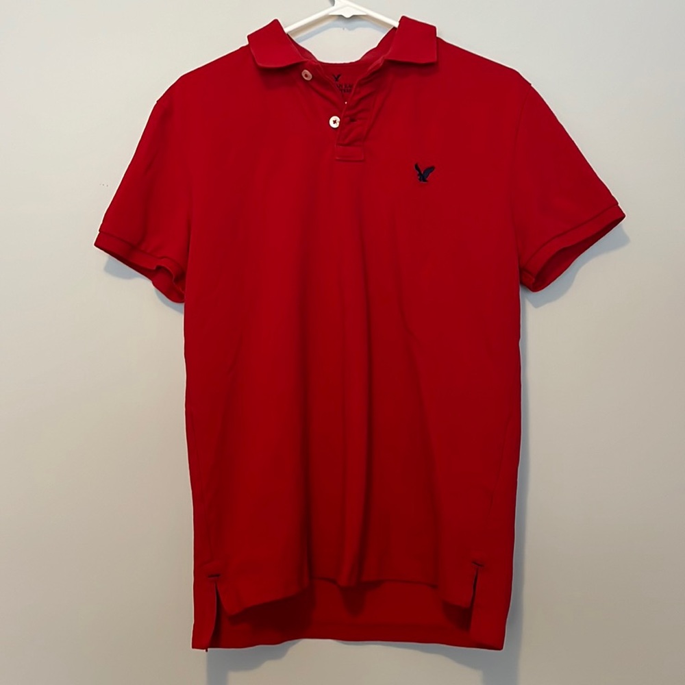 American Eagle red polo